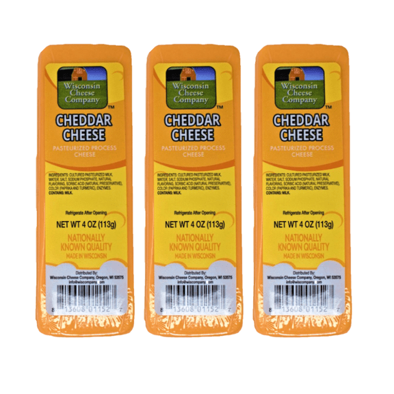 Wisconsin Cheddar Cheese Snack, Shelf Stable, High Protein, Ready to Eat, 3 Pack