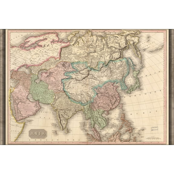 24"x36" Gallery Poster, map of asia 1818