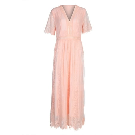 

koaiezne V-neck long dress Acrylic fashionable home women Ladies Flannel Nightgowns Long Length Short Lace Dress