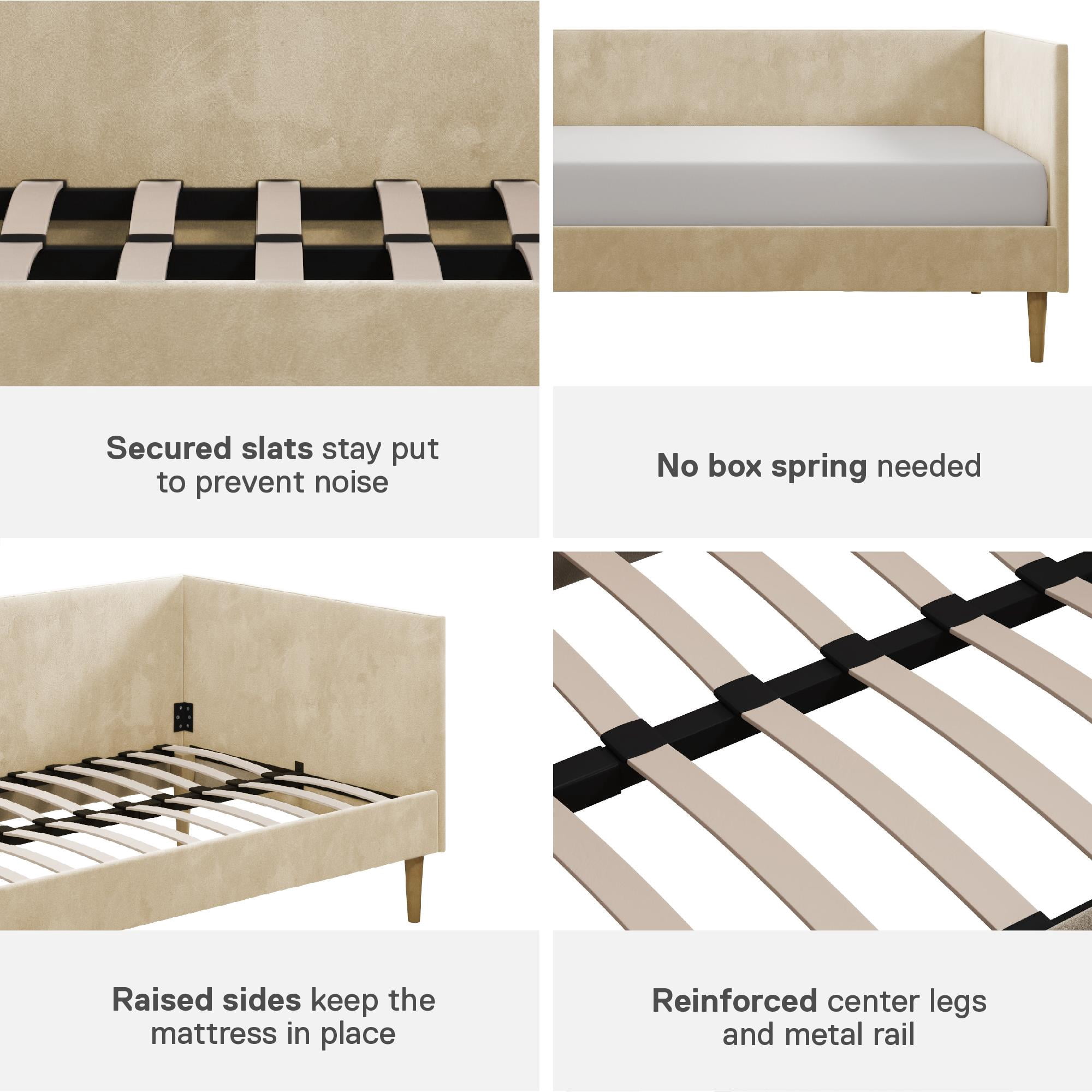DHP Franklin Mid-Century Upholstered Daybed Frame, Tan Velvet, Twin