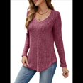 thumbnail image 2 of Camisa de Larga con Cuello en V para Mujer, Túnica de Otoño, Suéter Informal Elegante, Ropa y . Vino Tinto XXL, 2 of 9