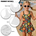 thumbnail image 6 of Xixirimido Retro 60s 70s Hippie Flower Print Girls Swimsuits One Piece Sleeveless Swimwear with Skirt Modest Bathing Suit with Built-in Shorts Beach Vacation Swim Dress, 8-9 Years, 6 of 7