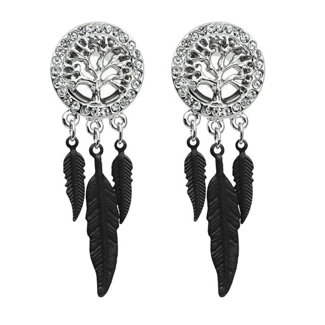 2pcs Tree Pattern Auricle Puncture Ear Expansions Alloy Ear Tunnel Plugs Ear Gauges Expanders Body Piercing Jewelry (12mm)