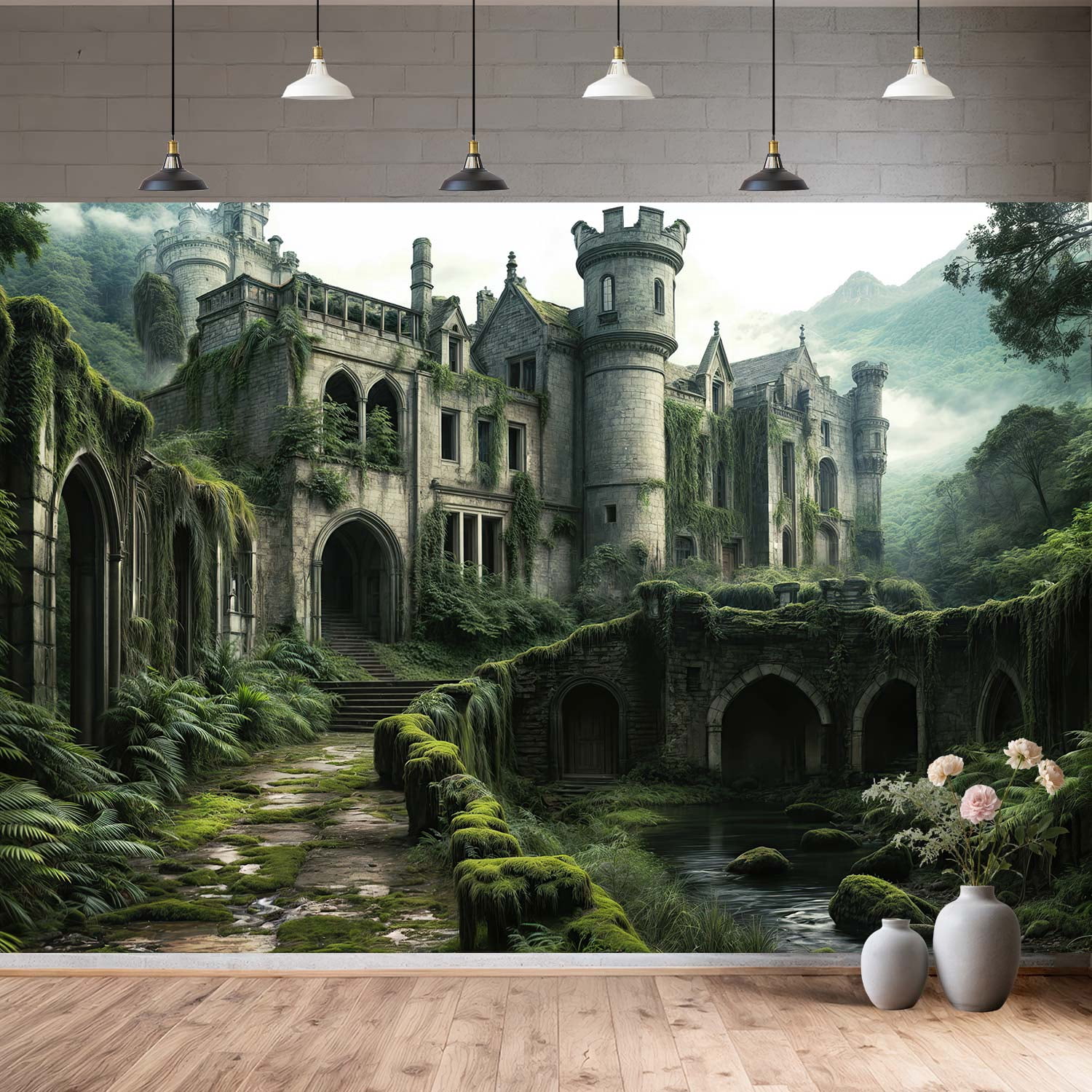 10X6ft Vintage Green Forest Medieval Castle Backdrop Mysterious Natural Theme Photo Background Banner for Wedding Baby Shower Kids Birthday Party Studio Props Decoration