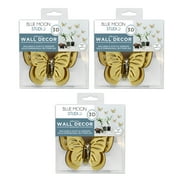 Blue Moon Studio Gold 3D Butterfly Mirror Wall Decals, Adult/Teen/Tween, 6 Pack