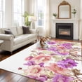 thumbnail image 2 of 5'x7' Area Rugs, Pink Purple Spring Floral Indoor Outdoor Area Rug for Living Room Bedroom, Summer Flower Botanical Washable Bathroom Rugs Kitchen Floor Carpet Mats Home Decor Aesthetic, 2 of 8