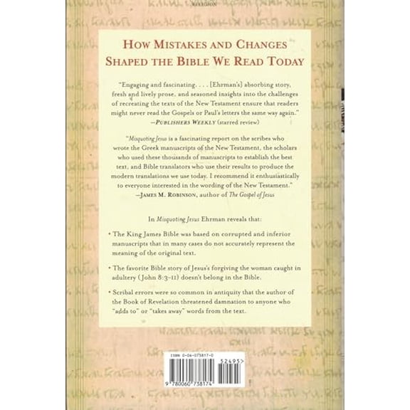 Pre-Owned Misquoting Jesus: The Story Behind Who Changed the Bible and Why (Hardcover) 0060738170 9780060738174