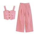 thumbnail image 6 of AUNVITO Girls Denim 2-Piece Set Solid Color Sleeveless Tank Top with Wide Leg Jeans Casual and Trendy Outfit, 6 of 6