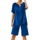 thumbnail image 1 of Conjunto de 2 piezas para mujer: blusa de pierna ancha y pantalones elásticos, cuello en V, ropa informal para el día a día, para todas las estaciones, tallas S/XXXXXL, 1 of 2