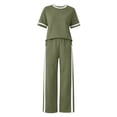 thumbnail image 7 of Womens Summer Two Piece Sets Sportswear Wide Leg Pants Casual Sports Set Travel Vacation Short Sleeve Sets Matching Sets Women Clothing, 7 of 7