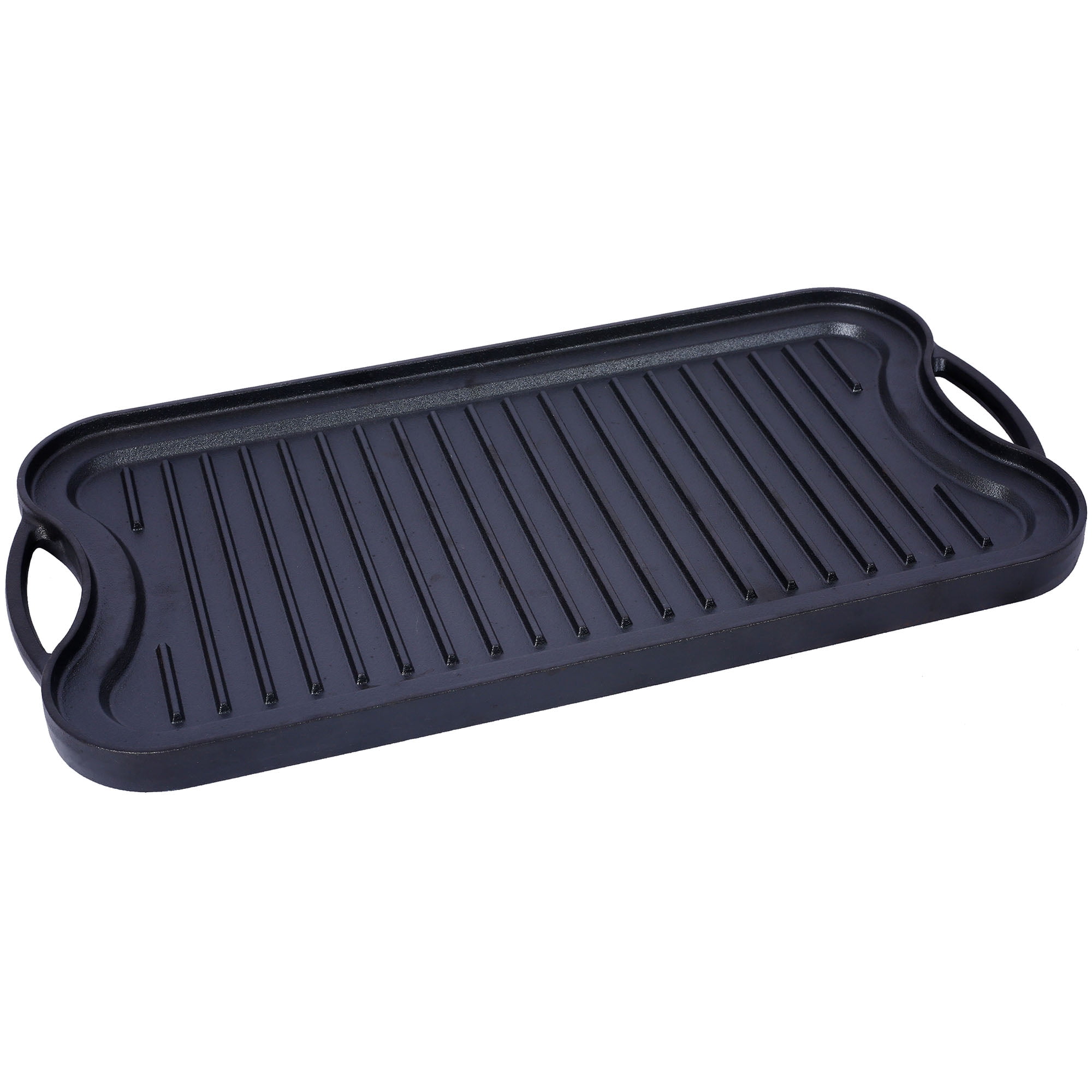 Pre-Seasoned Cast Iron Reversible Grill Griddle Black 20 Inch by 10 Inch Dual-Sided Cookware