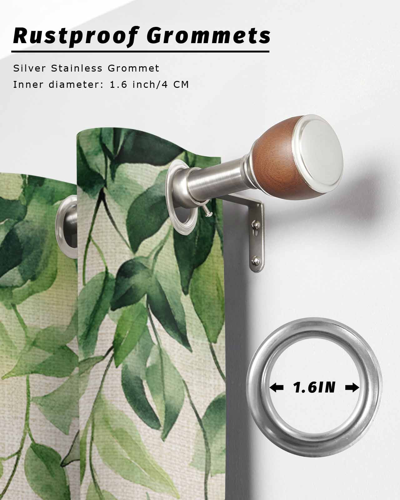 nqOlkjepod Outdoor Curtains for Patio Waterproof, Eucalyptus Leaves Outdoor Privacy Panels Grommet, Vintage Spring Leaves Aesthetic Blackout Outside Curtains for Porch/Cabana 54"x95", 1 Panel