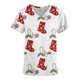 thumbnail image 5 of purcolt Christmas Scrubs for Women, Womens Gnome Elf Print Professional Scrubs Tops Short Sleeve V Neck Nursing Workwear Tunic Working Uniform Medical Blouse with Pockets, 5 of 5