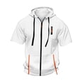 thumbnail image 5 of Curuila Mens Hoodies With Pocket Zip Up Short Sleeve Hooded Solid Color Sweatshirt For Men Summer Fashion Casual Tops White Size M, 5 of 5