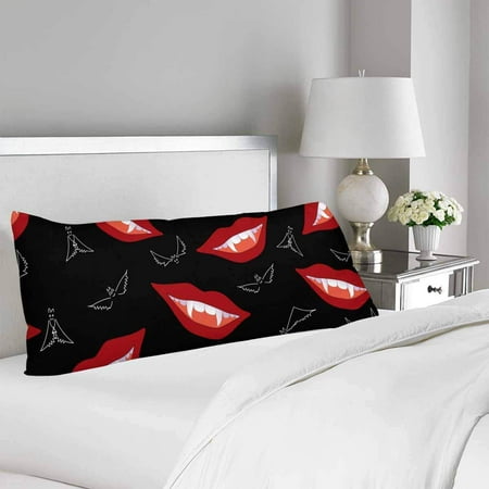 Gckg Halloween Seamless Pattern Smiling Vampire Lips Bats Body