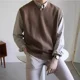 thumbnail image 4 of Ropa de hombre Chaleco de cuello en V Suéter de punto Sin mangas Marrón Ropa de otoño coreana Holgada Overfit Talla grande A, 4 of 5