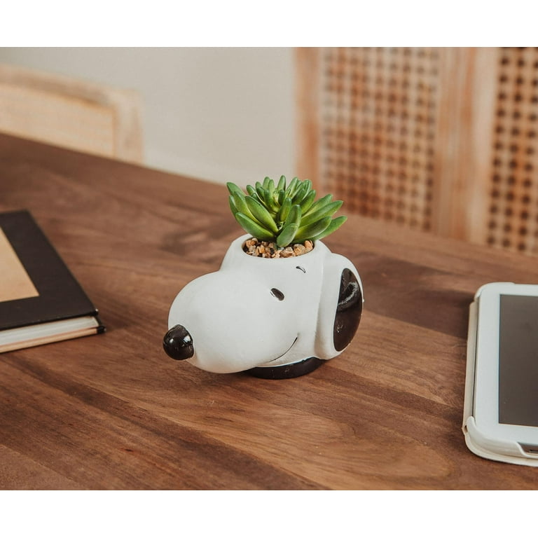 スヌーピー　セラミック Peanuts Snoopy Face Ceramic Mini Planter with Artificial