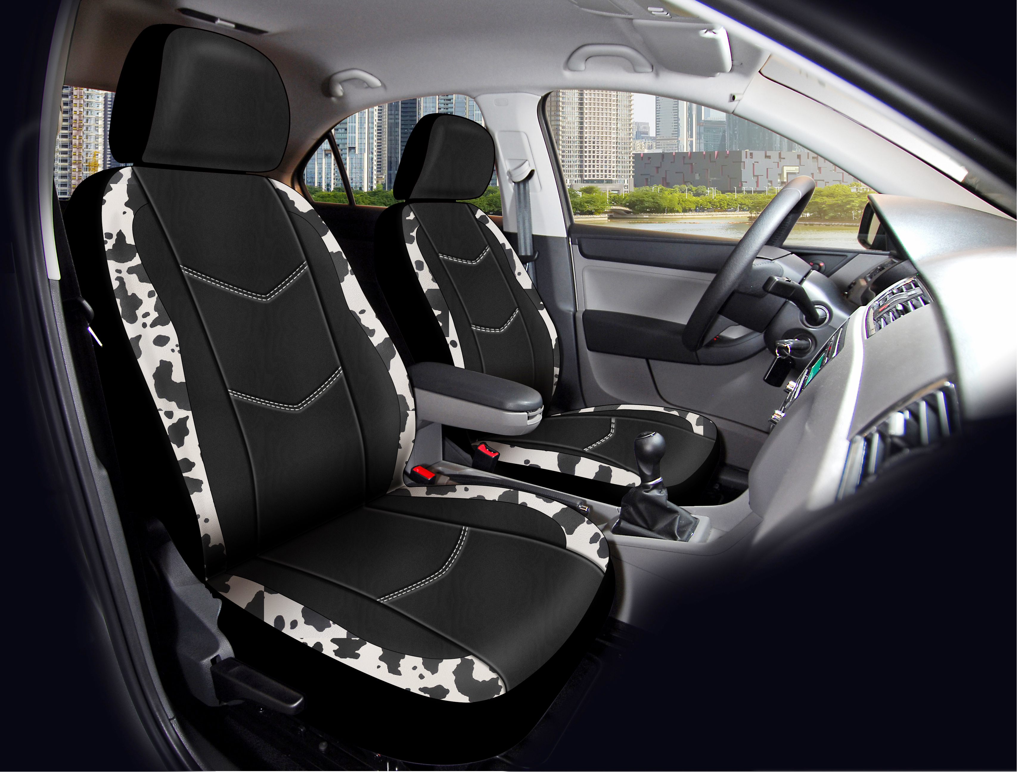 Auto Drive Cow Faux Leather Seat and Headrest Covers photo 2