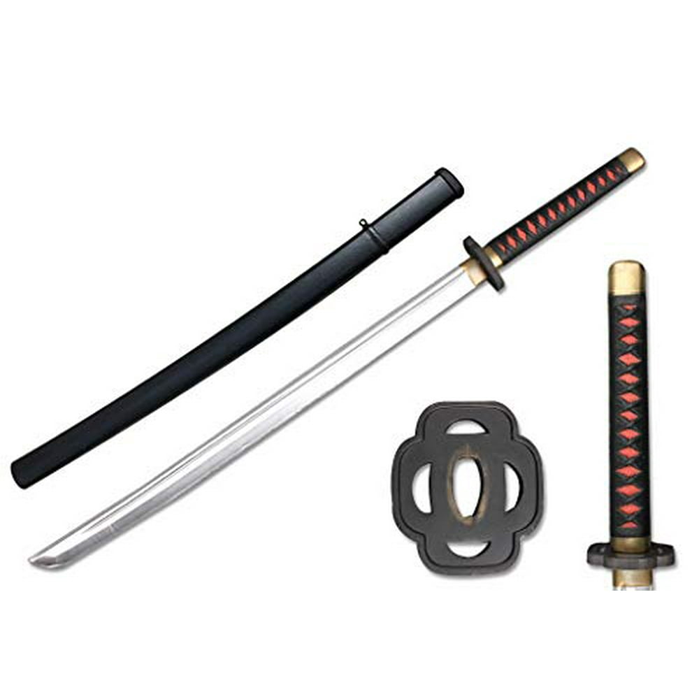 SparkFoam 39" Foam Samurai Sword + Plastic Scabbard Bundle (Black Guard w/Blk & Red Handle