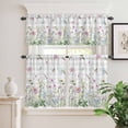 thumbnail image 2 of 3 Piece Kitchen Curtains and Valances Set Flower Grey Cafe Curtains 36 Inch Length Blue Pink Plaid Wildflower Botanical Country Valance & Tier Curtain for Living Room Bedroom Window 54"x18"+27"x36"*2, 2 of 6