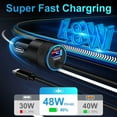 thumbnail image 2 of FiveBox 48W USB C Car Charger, Dual Port Cigarette Lighter Adapter with 3.3FT Type C Cable, Black, 2 of 7