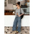 thumbnail image 3 of Women's Short Sleeve Knit Cardigan Top, Round Neck Button Front Sweater Shirt, Casual Cropped Layering Blouse for Streetwear, Office and Daily Wear, 3 of 20