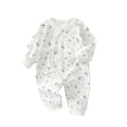 thumbnail image 2 of Newborn Boys Girls Cute Jumpsuit Long Sleeve Snap Fastener Romper Infant Soft Comfy Loungewear Onesie Outfits Beige 6-9 Months, 2 of 7