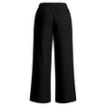 thumbnail image 4 of JIAYUE Women Sweatpants Solid Color Elastic Drawstring Waist Side Pockets Wide Leg Long Pants for Daily Sport Wear, 4 of 5