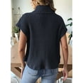 thumbnail image 6 of Womens Cap Sleeves Sweater Vest Turtle-Neck Ribbed Knit Tank Tops Basic Slim Fit Top Navy Blue One size, 6 of 8
