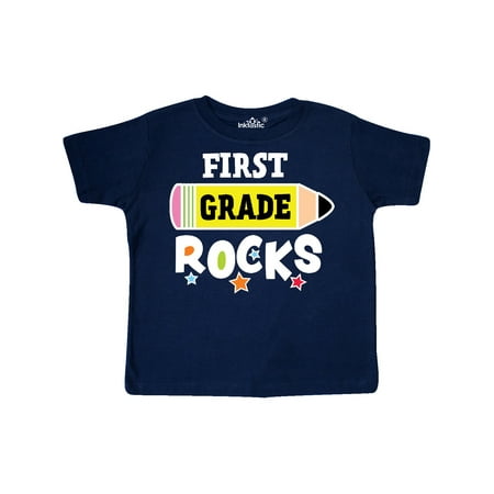 

Inktastic 1st Grade Rocks with Pencil and Stars Gift Toddler Boy or Toddler Girl T-Shirt