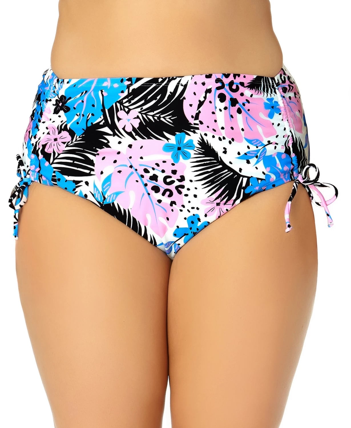 California Waves WILD PARADISE MULTI Plus Size High-Waist Bikini Bottoms, US 2X