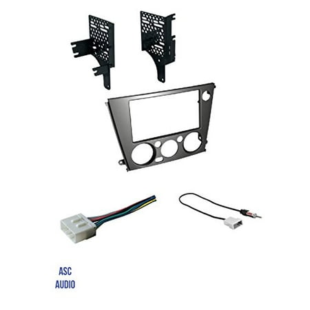 ASC Audio Car Stereo Radio Install Dash Kit, Wire Harness, and Antenna Adapter to Add A Double Din Aftermarket Radio for 2005 2006 2007 2008 2009 Subaru Legacy + Outback with Manual Climate