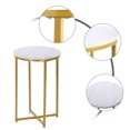 thumbnail image 4 of Tcbosik Small Round Side Table, Modern End Table with Faux Marble Top and Metal Frame for Living Room, Bedroom, Easy Assembly, White & Gold, 4 of 7