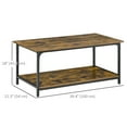 thumbnail image 3 of HOMCOM Industrial 2-tier Coffee Table with Storage Shelf, Rustic Brown, Wood Look Accent Furniture with Metal Frame, 3 of 10