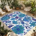 thumbnail image 2 of Outdoor Rug 3x5 ft Blue Bohemian Flower Outdoor Large Area Rug Non Slip Rubber Boho Exotic Floral Pattern Front Door Mat RV Rug Carpet Patio Outdoor Rugs for Backyard Balcony Deck Porch Indoor, 2 of 9