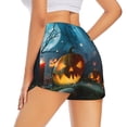 thumbnail image 4 of Picia Spooky Halloween Pattern Women's 2 in 1 Athletic Running Shorts High Waisted Workout Casual Gym Sweat Shorts with Comfy Liner Zipper Pockets-Small, 4 of 9