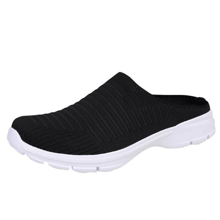 

GNEIKDEING Summer Women Slippers Mesh Breathable Lightweight Flat Bottom Half Slippers Casual Gift on Clearance