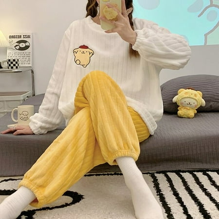 

DanceeMangoo FUNISHI Flannel Pajama Set Womens pajamas Winter Pajamas пижама женская Pullover Loose Version pijama mujer pyjama pour femme