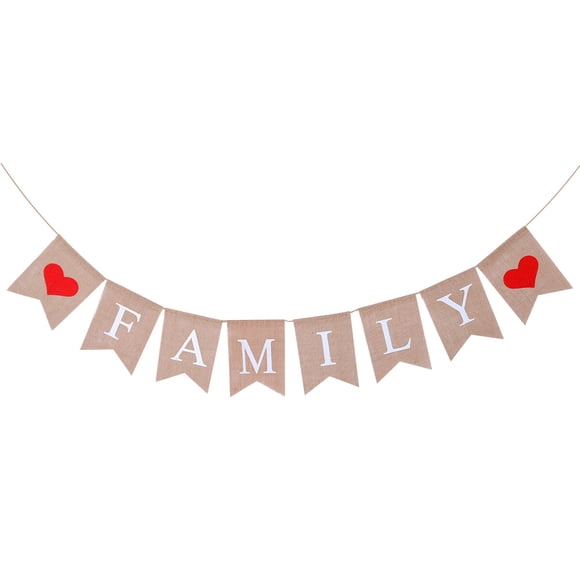 MasteelfCA TINKSKY 2.5M FAMILY Bunting Banner Swallowtail Flags Burlap Banner for Home Decoration Family Party