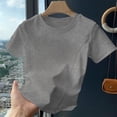 thumbnail image 5 of Ladies Curved Hem Slim Fit Short Sleeve Round Neck T-Shirt Top Shirt Lightweight Breathable Summer Casual Tee | CSEONE,Gray L, 5 of 9