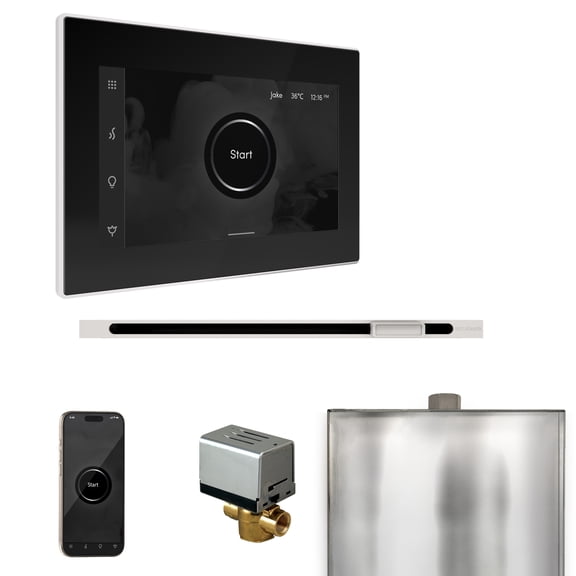 Mr Steam XButler Steam Shower Ctrl Pkg w/iSteamX Control and Linear Steamhead in Black White