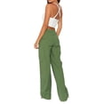 thumbnail image 6 of Coduop Women Baggy Cargo Pants Drawstring Mid Waist Jogger Pants Straight Wide Leg Long Pants, 6 of 9