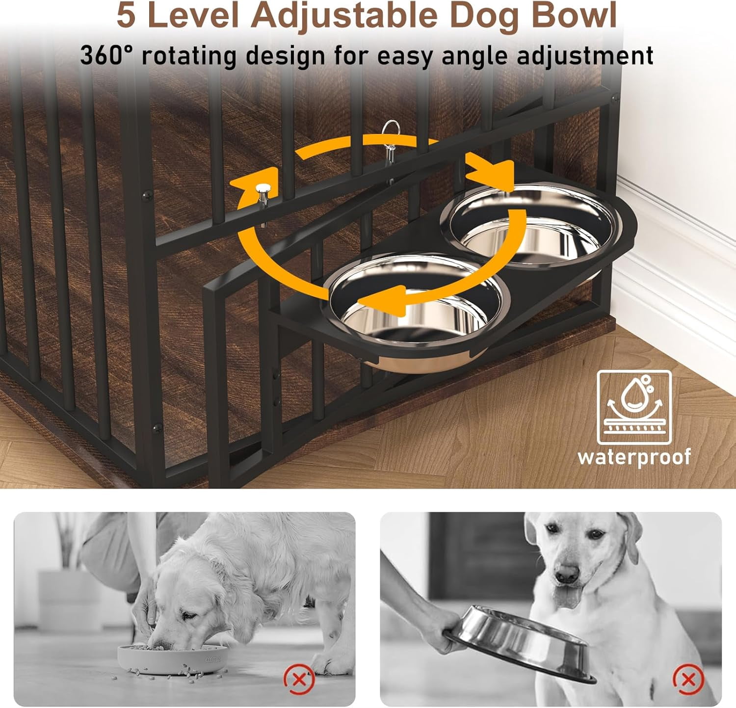 ChVans 86.6" Dog Crate Furniture TV Stand for Large Breed Dogs, Wooden Kennel with Dual rooms, Dog Bowl, 2 Drawers &  Cabinet for Medium-Large Dogs