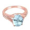 thumbnail image 3 of Mauli Jewels Rings for Women 2.46 Carat Oval Cut Aquamarine and Diamond Antique Ring 4-Prong 10K Rose Gold, 3 of 6