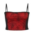 thumbnail image 3 of PENGXIANG Women Y2K Summer Spider Web Printed Lace Edge Back Zipper Sleeveless Camisole Tops, 3 of 6
