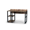 thumbnail image 2 of Rasse Black Metal Frame 58" Wooden Top 2 Shelves Writing and Computer Desk for Home Office, Oak, 2 of 6