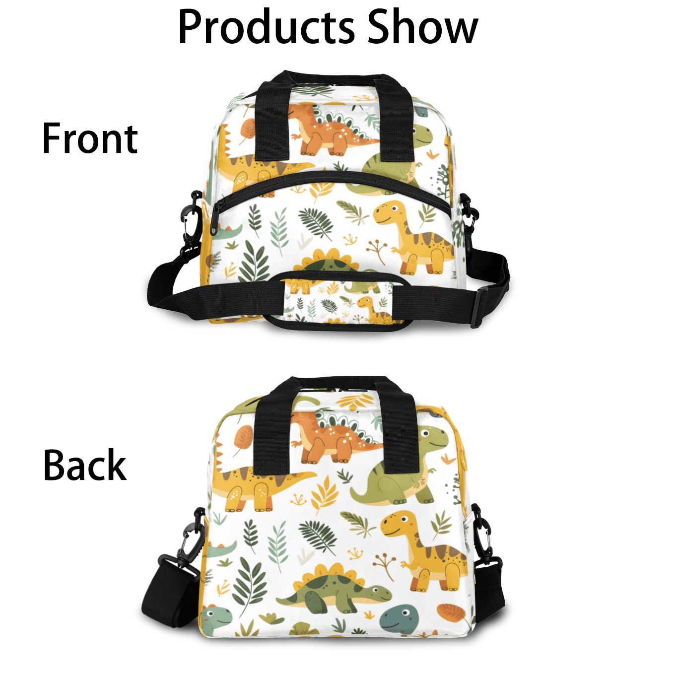 Herdesigns Dinosaur Insulated Lunch Bag for Women Men Adults Large Reusable Lunch Box Cute Dino Leakproof Cooler Tote Bags with Adjustable Shoulder Strap