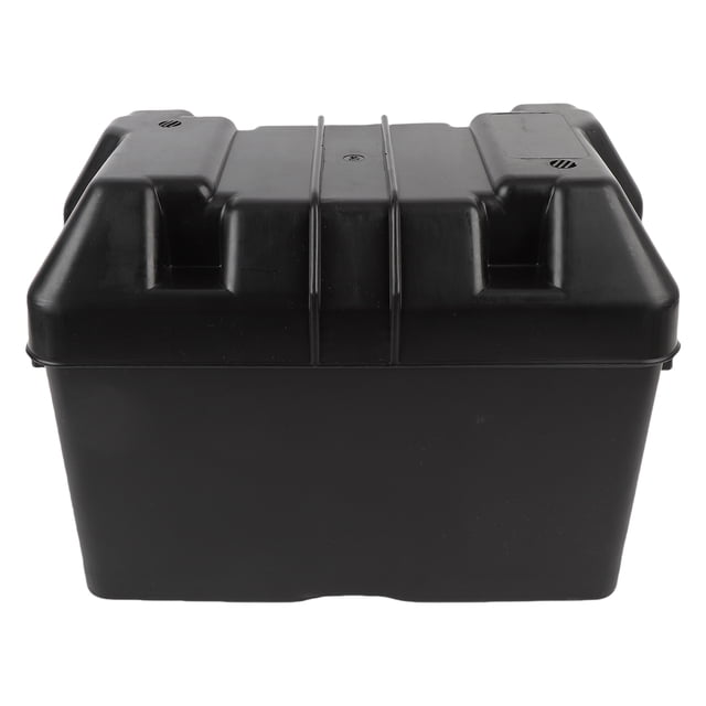 12V RV Battery Box, Versatile Snap on Trailer Battery Box Robust Structure Black for Batteries Smaller Than 325x195x185mm
