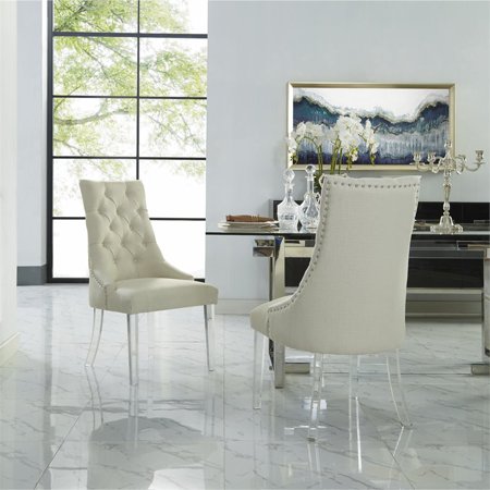 Colton Cream Linen Dining Chair - Set of 2 - Armless ...