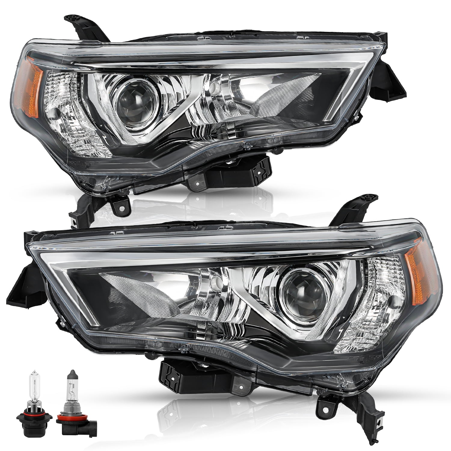 Toyota 4Runner for 2014-2020 4 Door Halogen Headlights Assembly Headlamps Pair